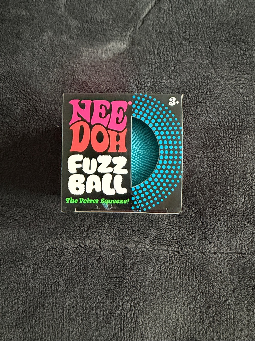 Needoh Fuzz Ball the velvet squeeze  Kids Sensory Toy - Blue the velvet squeeze
